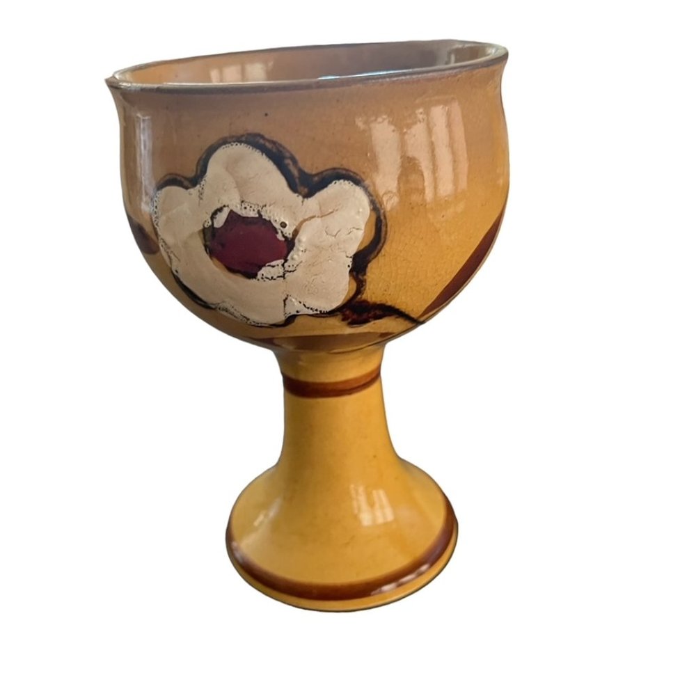 Vintage Set of 6 Glazed Ceramic/Pottery Goblets